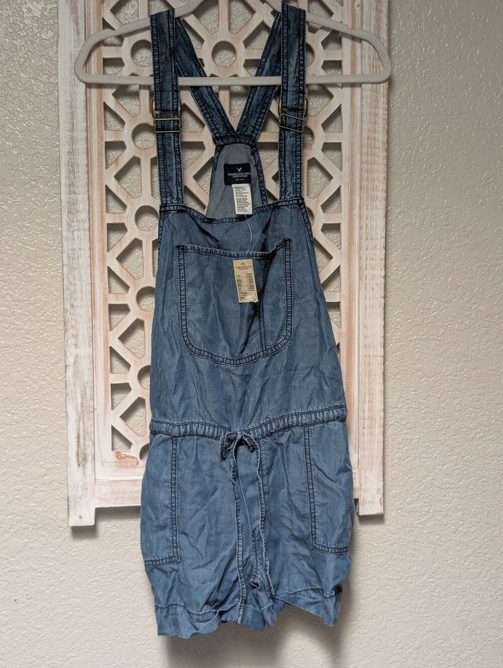 NWT American Eagle Shortalls Overalls Chambray Women's Small